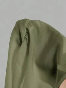 Siren Gaze 橄榄绿色休闲简约系带分层开衩下摆A字裙，适合夏季