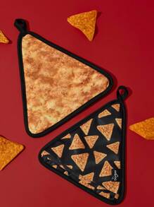 Doritos X SHEIN 马尔代夫 & Trilu 芯片印花耐热厨房烘焙配件，可选手套或隔热垫，烤箱适用，厚垫隔热 - 彩色 - 查看 4