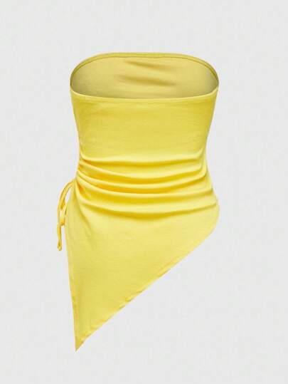 Grunge Punk Top bandeau asimétrico con decoración de strass para mujer de talla grande, ideal para festivales de música punk