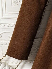 Sparklyn 女童单排扣时尚翻领中长款喇叭大衣