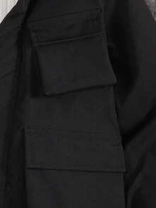 SHEIN 4-7 Years Old Boys Black Hooded Fleece Jacket, Suitable For Autumn, Spring And Winter - Black - View 5