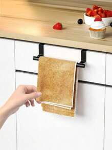 Single Rod Towel Rack Cabinet Door Back Type Hanging Rack Non-Punched Towel Rod,Kitchen Organizer,Kitchen Items,Organiser, Hanger,Kitchen Tools - Black - View 6