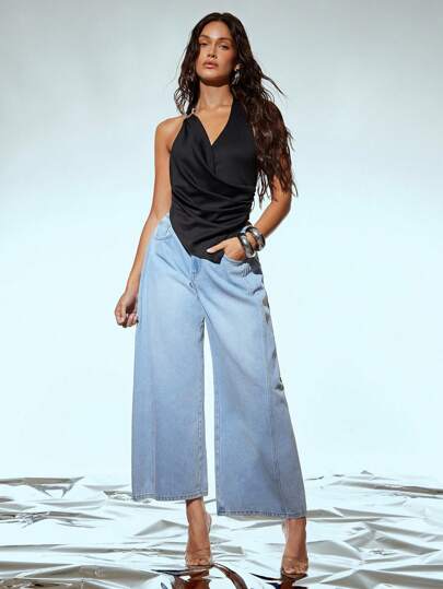 Denimoi Cropped Wide Leg Denim Jeans, Culottes Pants, Culottes Jeans, Wide Leg Jeans, Fashionable, Brunch Style, Perfect For Summer