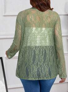 EMERY ROSE 蕾丝白色长袖防晒外套，夏季 - 橄欖綠 - 查看 2