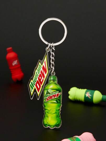 Mountain Dew X SHEIN قلادة مفتاح على شكل علبة مشروبات من البلاستيك الشفاف، باللون الأخضر