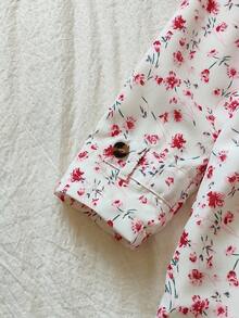 SHEIN Vintaside Kids 女童卡其色保暖内衬连帽双排扣冬季外套，时尚休闲日常穿着 - 粉色 - 查看 6