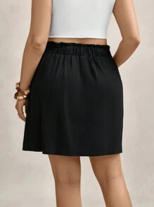 Zelara Plus Size Women Halloween Coffee Brown Elastic Waist Fashionable Skirt