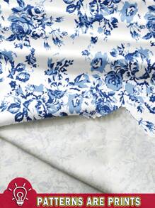 SHEIN Frenchy Plus Size Casual & Versatile Summer Fresh Blue Ditsy Floral Dress, Suitable For Music Festival & Vacation,Sun Dresses For Women - Blue - View 3