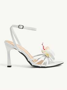 CUCCOO CHICEST Women's Fashionable Elegant 3D Floral Decor White High Heel Sandals - White - View 7