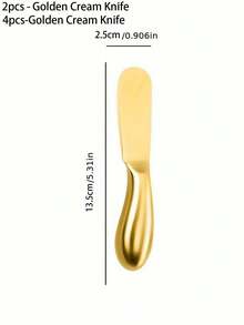 奶酪刮刀套装，不锈钢炭刀黄油刀刮刀，适用于涂抹冷黄油、奶酪和果酱。 - 金色 - 查看 5