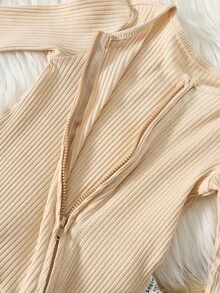 3pcs/Set Newborn Baby Boy Minimalist Comfortable Long Sleeve Round Neck Zipper Front Soft Knit Jumpsuit Fall Winter - Multicolor - View 4