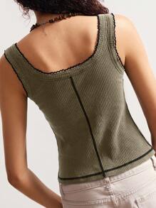 Bohemela Áo ba lỗ hở vai đơn giản, bó sát, thoải mái cho nữ - xanh quân đội - Xem 2