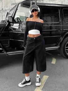 EURMUSE WOMEN LOW WAIST SNOW WASH DENIM SHORT