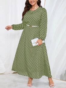 SHEIN Clasi Vestido Plus Size Elegante Estampado de Bolinhas