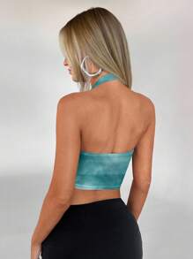 Aloruh 女士优雅复古绿色扎染金属环露背吊带背心，适合约会、海滩度假、正式晚宴、时尚外出、Y2K 上衣、休闲上衣、浪漫上衣、夏季假日