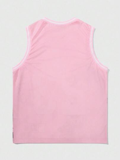 Men's Summer Casual Numeric Print Round Neck Tank Top Jersey