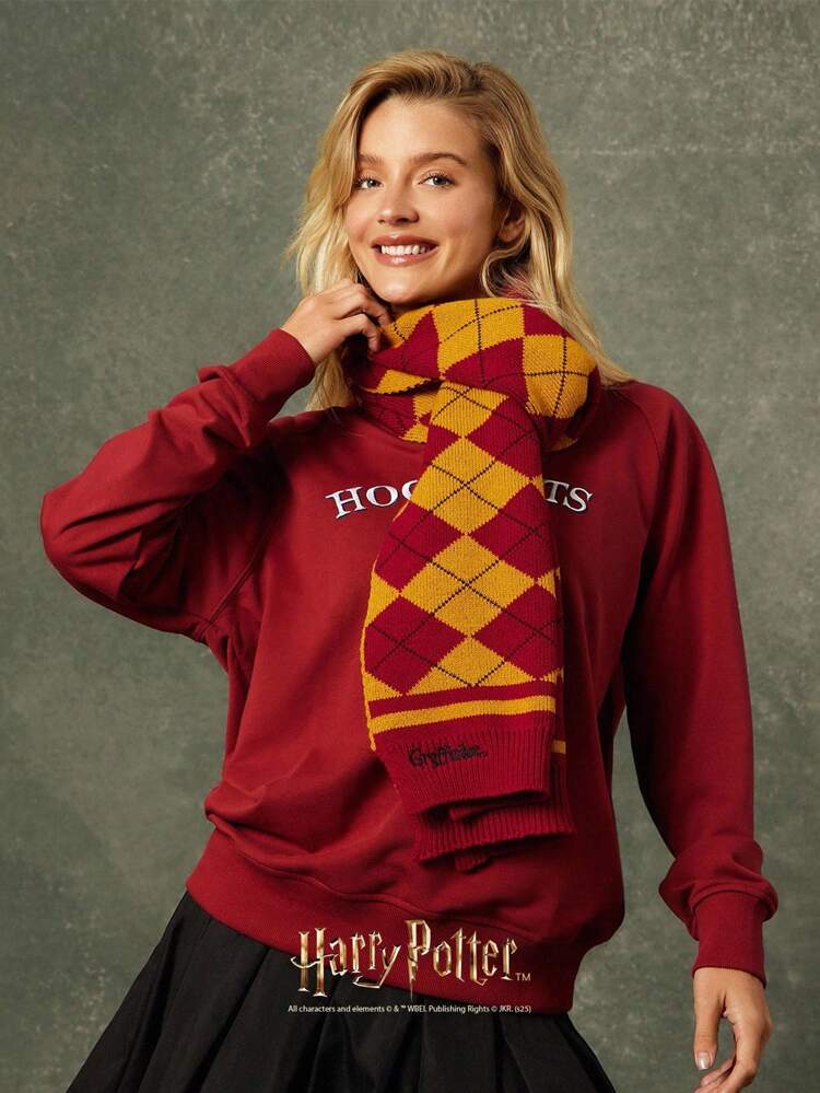 Bufanda suave de lana con logotipo bordado de la casa de Hogwarts de Harry Potter para uso diario y casual