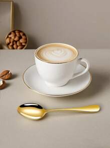 2/4/6/12件不锈钢咖啡/茶/甜点勺，适用于厨房、酒店、咖啡厅、学校用品 - 金色 - 查看 3