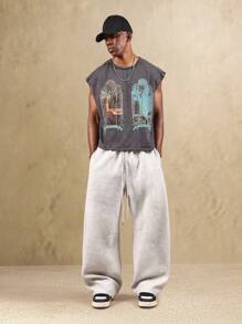 SUMWON Áo ba lỗ khung Gothic phong cách cổ điển lễ hội áo thun cơ bắp không tay đồ họa mùa hè thường ngày bãi biển kỳ nghỉ áo ba lỗ thô thiết kế tùy chỉnh phong cách đường phố unisex thời trang đô thị thẩm mỹ grunge - Màu xám đen - Xem 4