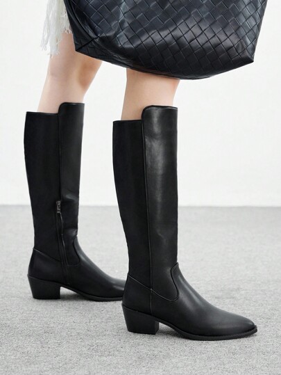 CUCCOO BIZCHIC Novas botas de salto grosso até a coxa femininas, outono inverno, cano reto, botas de montaria, salto médio, retrô, botas longas para mulheres