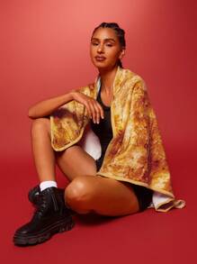 Doritos X SHEIN 1件薯片包装混合垫子和毯子，加厚法兰绒，柔软且不掉毛 - 彩色 - 查看 8