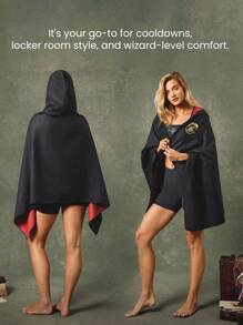 GLOWMODE X Harry Potter Sweat-Wicking Quick-Dry Foldable Hooded Bath Towel Gym Studio Training Daily Active - Black - View 2
