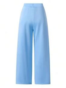 Drawstring Hem Wide Leg Straight Casual Pants Fall Winter - Blue - View 2