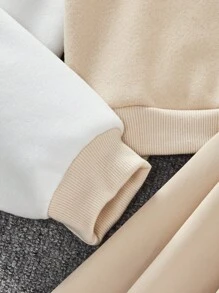 Women's Zip-Up Bomber Jacket With Contrast Sleeves And Pleated Mini Skirt Set - Khaki - View 7