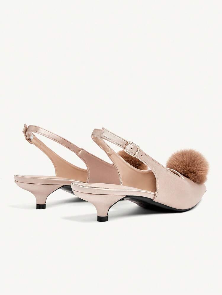 CUCCOO CHICEST Women's Pointed Toe Kitten Heel Pumps, Elegant Champagne Color Slip-On High Heels, Suitable For Commuting, Formal Occasions, Parties, Workplace, Thanksgiving, Christmas, Halloween