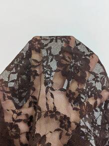 Sunspun Áo hai dây hở vai dáng chữ A bất đối xứng họa tiết nhện xuyên thấu họa tiết Punk Retro thường ngày dành cho nữ cỡ lớn - Cà phê nâu - Xem 4