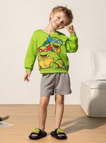 TEENAGE MUTANT NINJA TURTLES | SHEIN 可爱卡通男童拖鞋，儿童速干浴室拖鞋，轻便耐用的EVA材质，适合居家、浴室、游乐场、游泳池、海滩等室内外场所穿着。 - 黑色 - 查看 5