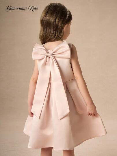 Glamorique Kids 女童芭蕾舞裙，蝴蝶结露背设计，粉色，优雅，适合休闲、派对、活动穿着
