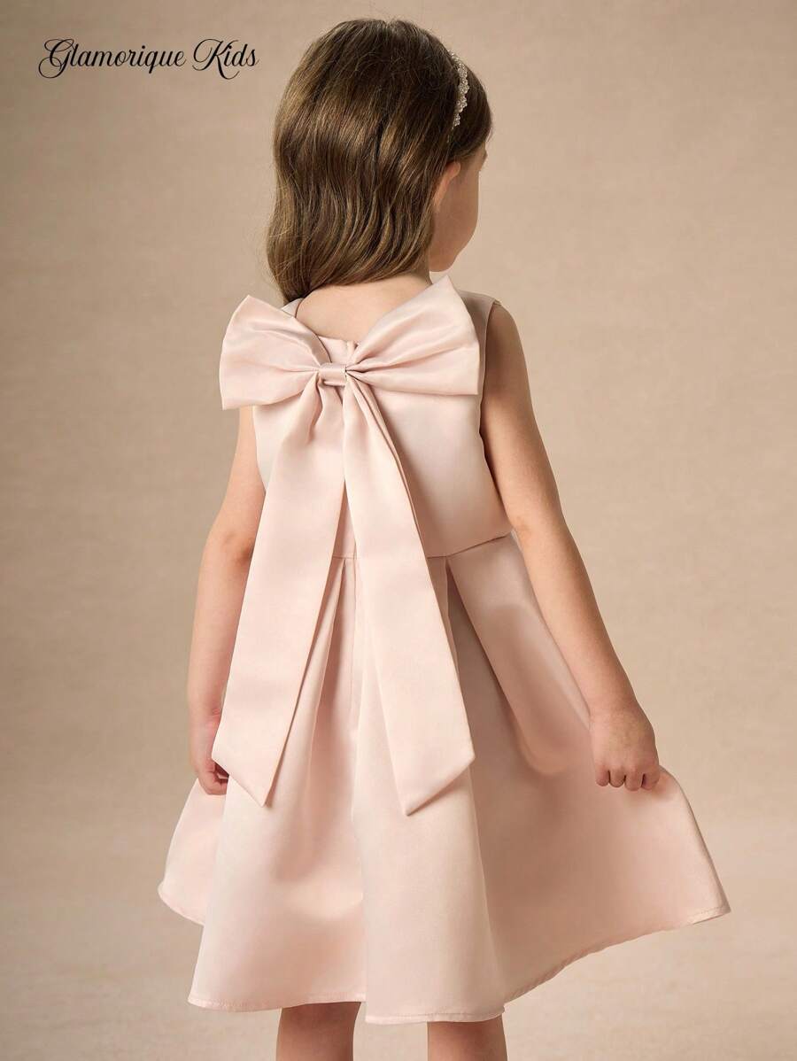 Glamorique Kids 女童芭蕾舞裙，蝴蝶结露背设计，粉色，优雅，适合休闲、派对、活动穿着