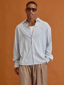 Musero Pinstripe Button Through Long Sleeve Shirt Summer Spring Vacation Holiday - Multicolor - View 1