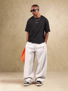 SUMWON Áo thun SMWN Society Streetwear cỡ lớn cao cấp in họa tiết khóa xích bạc thiết kế đồ họa lễ hội mùa hè thường ngày đô thị thiết yếu - màu đen - Xem 4