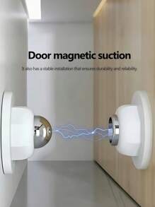 1 个独立包装，易于安装的壁挂式磁性门挡，酒店级静音操作，具有硅胶防撞保护，抛光金属表面，非常适合卧室、厨房和浴室 - 白色 - 查看 1
