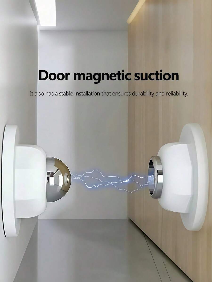 1 个独立包装，易于安装的壁挂式磁性门挡，酒店级静音操作，具有硅胶防撞保护，抛光金属表面，非常适合卧室、厨房和浴室 - 白色 - 查看 1