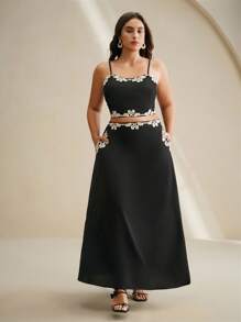 Anewsta Ensemble vintage pour femmes avec broderie ajourée complexe