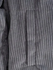 EURMUSE Herren Wintermantel aus hochwertigem Cord-Stoff mit Patches, Regular Passform - Grau - Übersicht 6