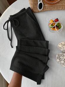 Comfortcana 女士夏季纯色休闲裤 - 黑色 - 查看 5