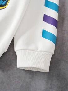 Batwheels X SHEIN 青少年男孩汽车印花撞色条纹圆领运动衫