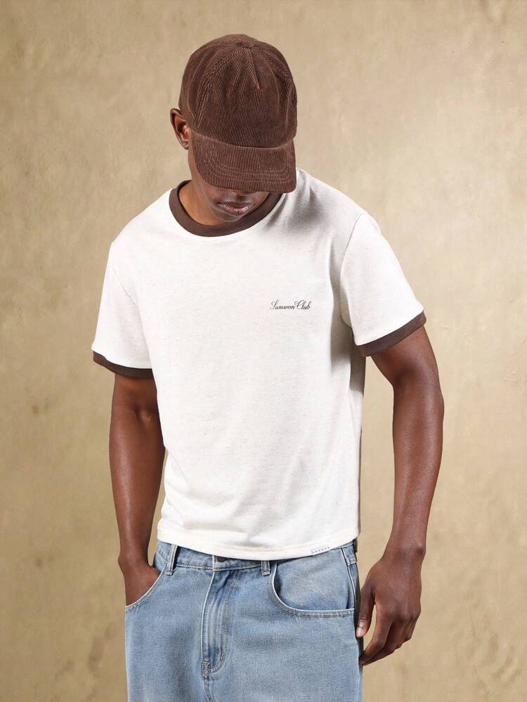 Classic Ringer T Shirt With Small Brand Logo