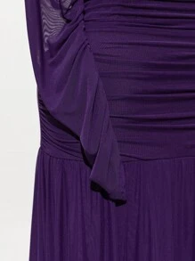 Modelyn Váy lưới xếp ly màu trơn thanh lịch cỡ lớn - Màu tím - Xem 8