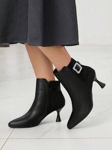 Sleekvia Bottes cheville noires de base pour femmes pour le trajet domicile-travail