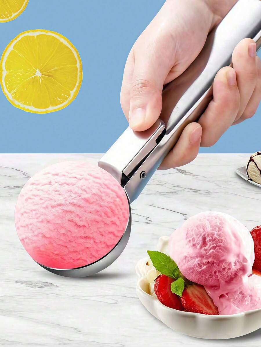 Factory Direct Stainless Steel Ice Cream Scoop Creative Ice Cream Scoop Resilient Watermelon Fruit Ball Digging Tool Ice Cream Soup.