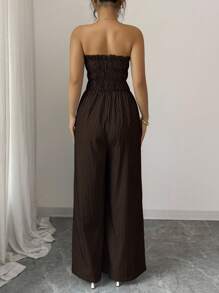 Elenzga Women's Summer Casual Striped Bandeau Jumpsuit - Random Floral Pattern