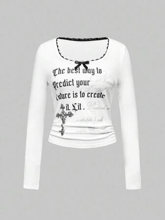 Grunge Punk Camiseta de manga corta de ajuste ceñido con gráfico de calle americana vintage desgastado estilo Y2K