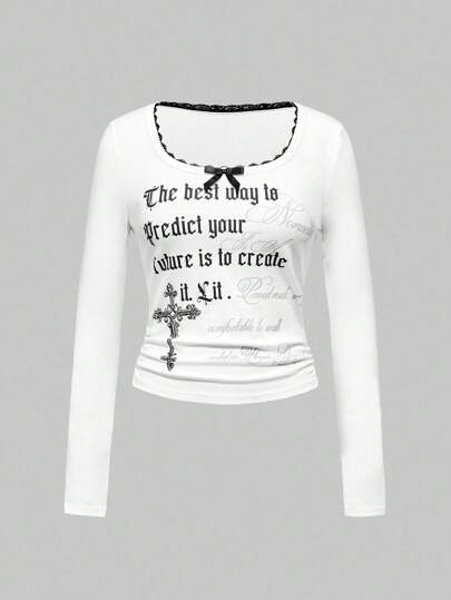 Grunge Punk maglietta a maniche corte slim fit con stampa grafica vintage americana stile Y2K consumata