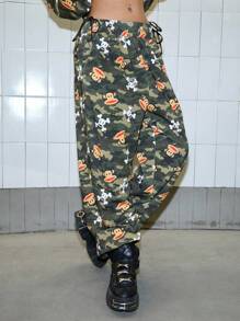 Paul Frank X ROMWE Y2K Kpop 亚文化 Baddie Street 全印花宽松迷彩运动裤