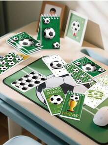 SHEIN 8 pezzi casuali Taccuino a spirale con motivo calcio, tascabile, blocco note mini, memo pad per feste a tema sportivo, forniture scolastiche, ritorno a scuola
